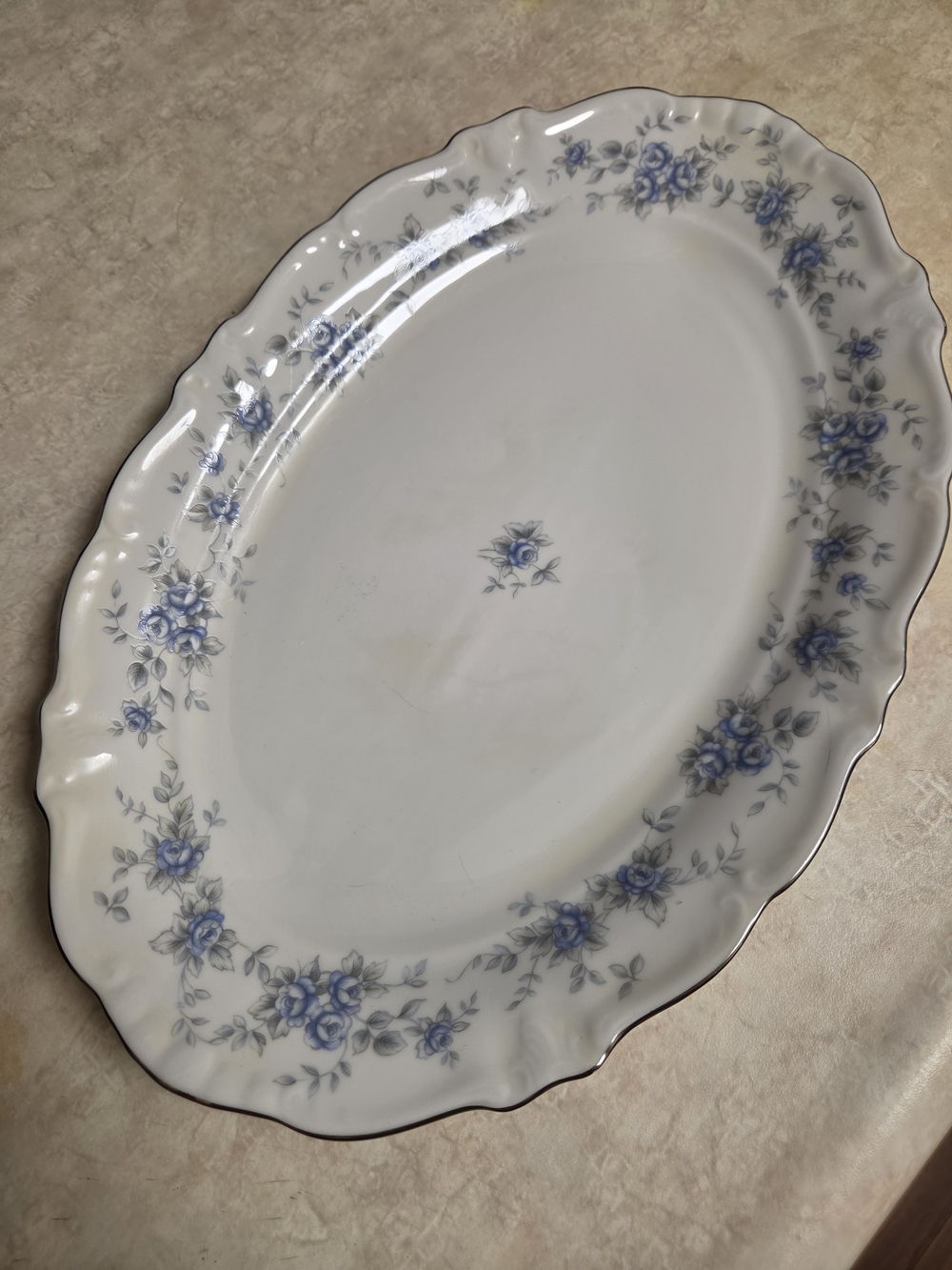Bavaria Germany Blue Garland Oval Serving Platter